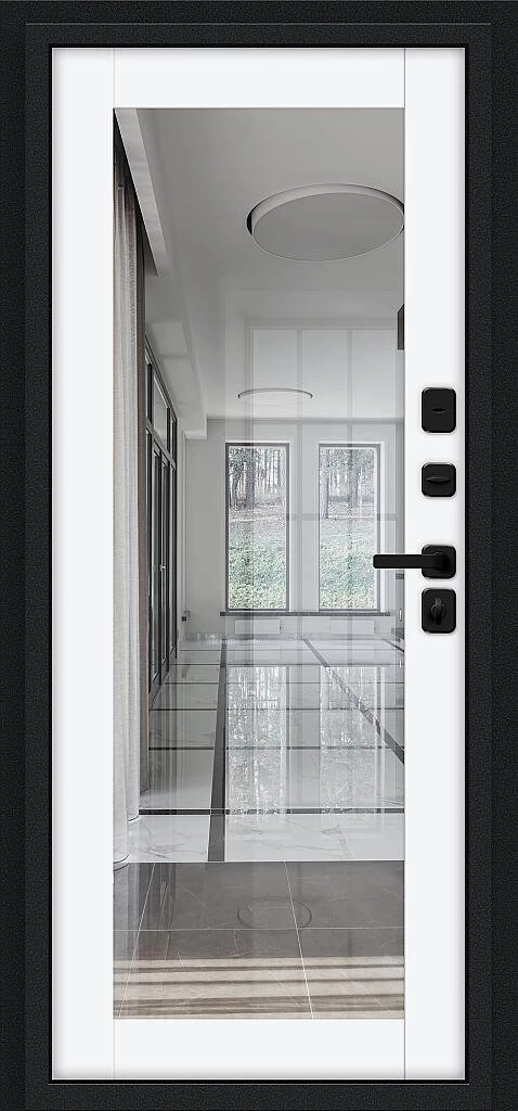 Входная дверь Thermo Флэш МФ/SBlack Букле черное/White Silk BR6217 внутренняя сторона