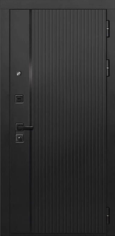 Входная дверь ДвериПРО L-45 Д-19 (16мм, Грецкий орех + черная патина винорит) DPRO196652 внешняя сторона